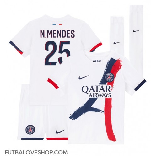 Dres Paris Saint-Germain Nuno Mendes #25 Preč pre deti 2024-25 Krátky Rukáv (+ trenírky)